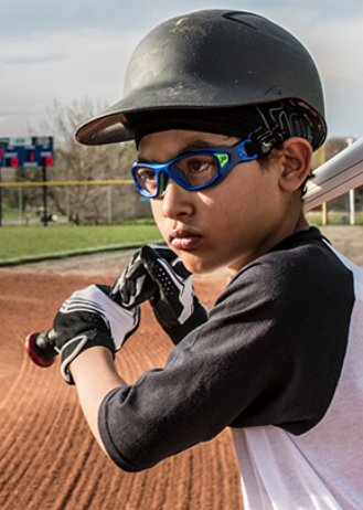 image of a baseball player wearing protective eye goggles